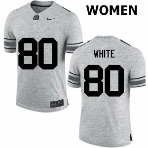 Women's Ohio State Buckeyes #80 Brendon White Gray Nike NCAA College Football Jersey Supply XQS1244ZB